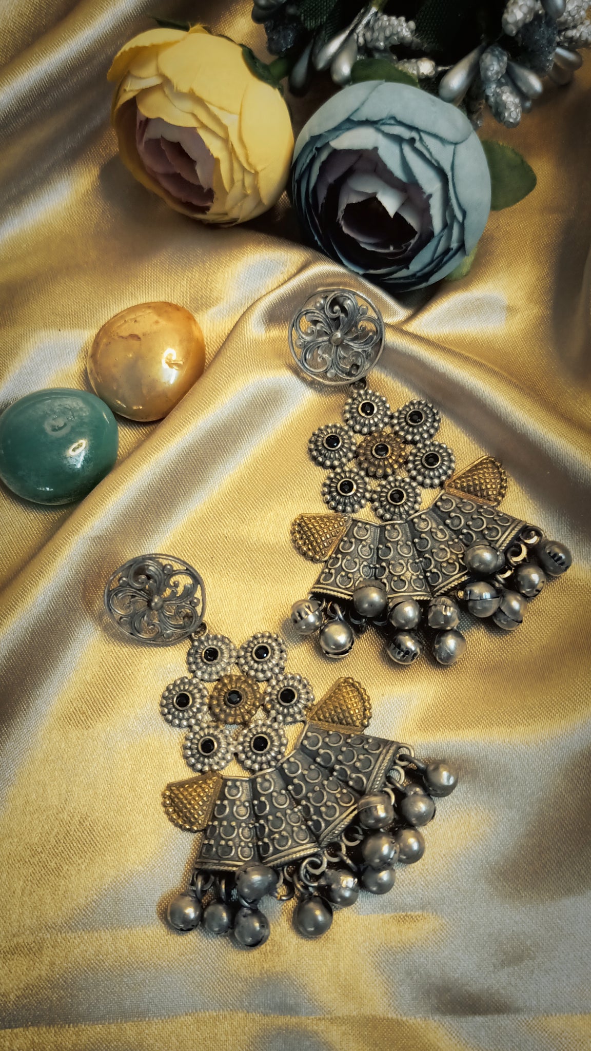 Multicolor German Silver Afghani Earrings – beadsnfashion